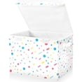 thumbnail image 1 of Yayeee Collapsible Cube Storage Bin with Lid Fabric Closet Decorative Basket with Handles, White Retro Pattern, 1 of 7
