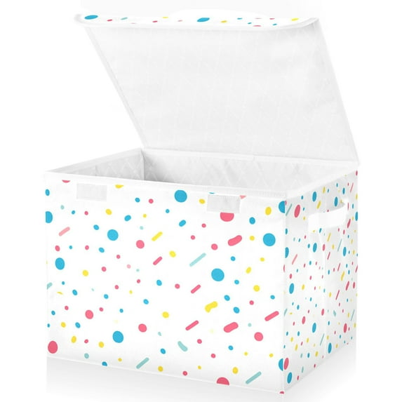 Yayeee Collapsible Cube Storage Bin with Lid Fabric Closet Decorative Basket with Handles, White Retro Pattern