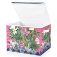thumbnail image 1 of Yayeee Collapsible Cube Storage Bin with Lid Fabric Closet Decorative Basket with Handles, White Vibrant Flowers, 1 of 7