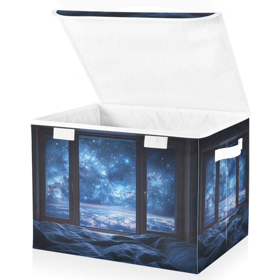 Yayeee Collapsible Cube Storage Bin with Lid Fabric Closet Decorative Basket with Handles, Window Space