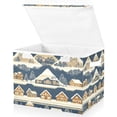 thumbnail image 1 of Yayeee Collapsible Cube Storage Bin with Lid Fabric Closet Decorative Basket with Handles, Winter Village, 1 of 7