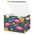 thumbnail image 1 of Yayeee Collapsible Cube Storage Bin with Lid Fabric Closet Decorative Basket with Handles, Yellow Floral Flamingo, 1 of 7