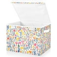 thumbnail image 1 of Yayeee Collapsible Cube Storage Bin with Lid Fabric Closet Decorative Basket with Handles, Yellow Wildflower Pattern, 1 of 7