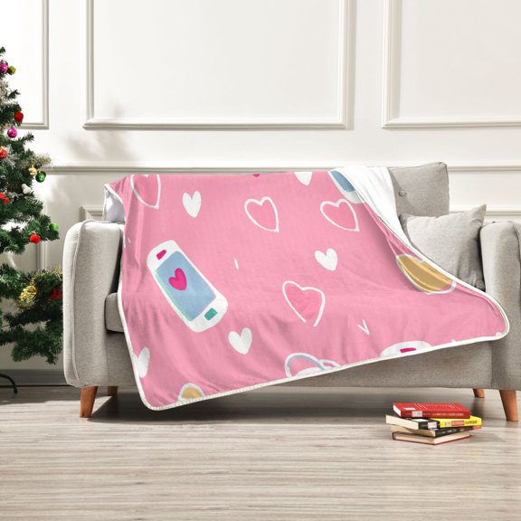 Yayeee Cozy Throw Blanket for Couch 50"x60" Flannel Fleece Soft Warm Bedroom Home Decoration, Love Connection