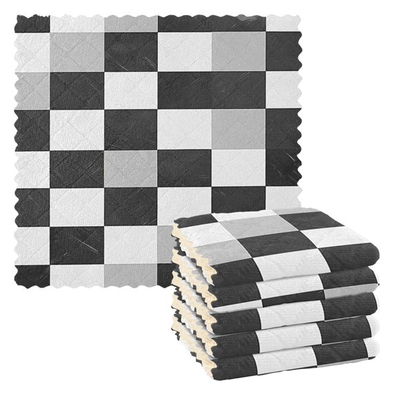 Yayeee 6 Pack Kitchen Dish Cloths for Washing Dishes Soft Absorbent Microfiber Towels, Black and Grey Plaid Pattern