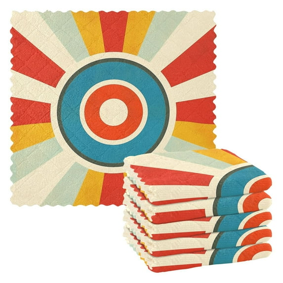 Yayeee 6 Pack Kitchen Dish Cloths for Washing Dishes Soft Absorbent Microfiber Towels, Colorful Circles