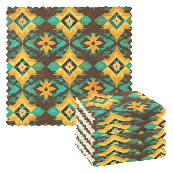 Yayeee 6 Pack Kitchen Dish Cloths for Washing Dishes Soft Absorbent Microfiber Towels, Geometric Patterns