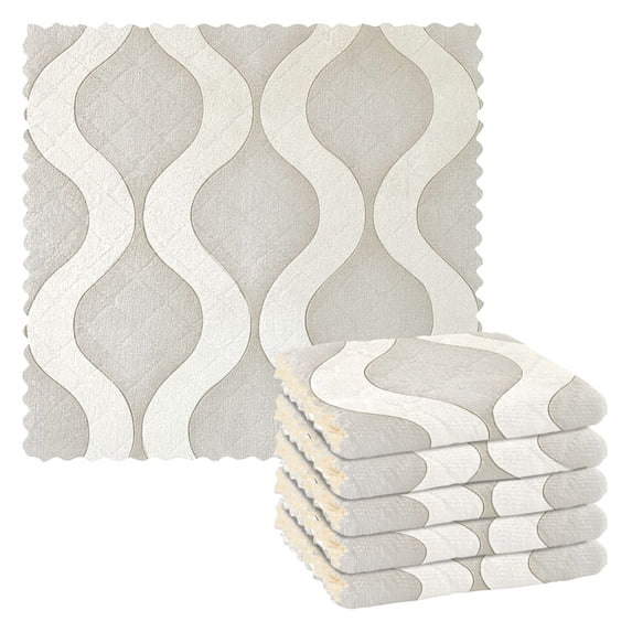 Yayeee 6 Pack Kitchen Dish Cloths for Washing Dishes Soft Absorbent Microfiber Towels, Light Gray Pattern