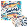 thumbnail image 1 of Yayeee 6 Pack Kitchen Dish Cloths for Washing Dishes Soft Absorbent Microfiber Towels, Yellow Sardines Pattern, 1 of 9