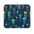 thumbnail image 1 of Yayeee Dish Drying Mat for Kitchen Counter 16"x18" Microfiber Absorbent Pad, Green Jellyfish Pattern, 1 of 7