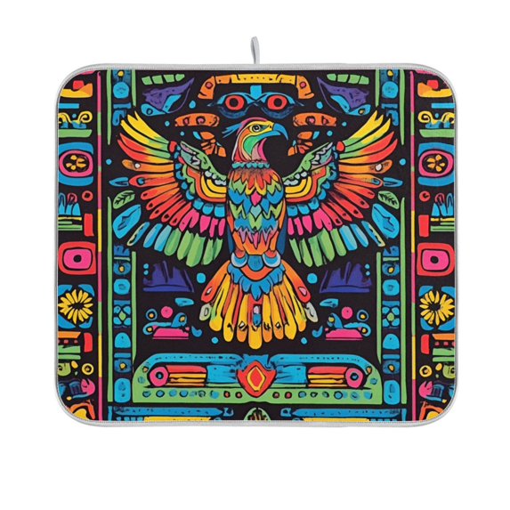 Yayeee Dish Drying Mat for Kitchen Counter 16"x18" Microfiber Absorbent Pad, Abstract Eagle