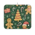 thumbnail image 1 of Yayeee Dish Drying Mat for Kitchen Counter 16"x18" Microfiber Absorbent Pad, Beige Christmas Gingerbread, 1 of 7