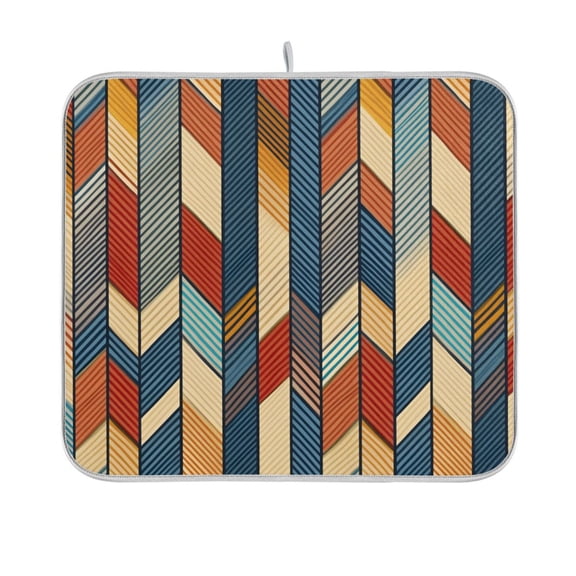 Yayeee Dish Drying Mat for Kitchen Counter 16"x18" Microfiber Absorbent Pad, Beige Geometric