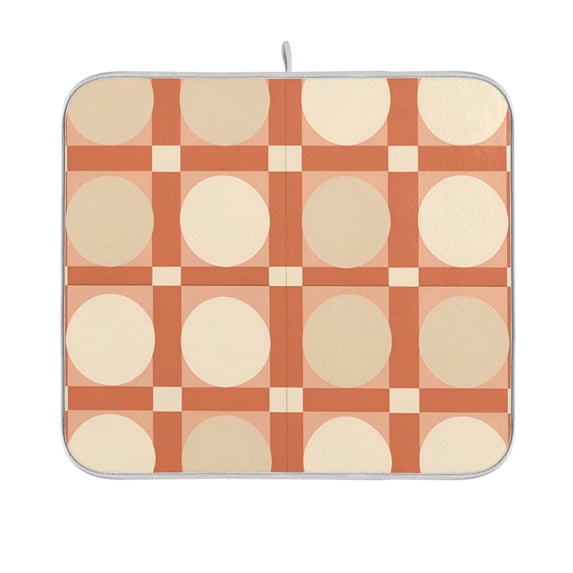 Yayeee Dish Drying Mat for Kitchen Counter 16"x18" Microfiber Absorbent Pad, Beige Geometric