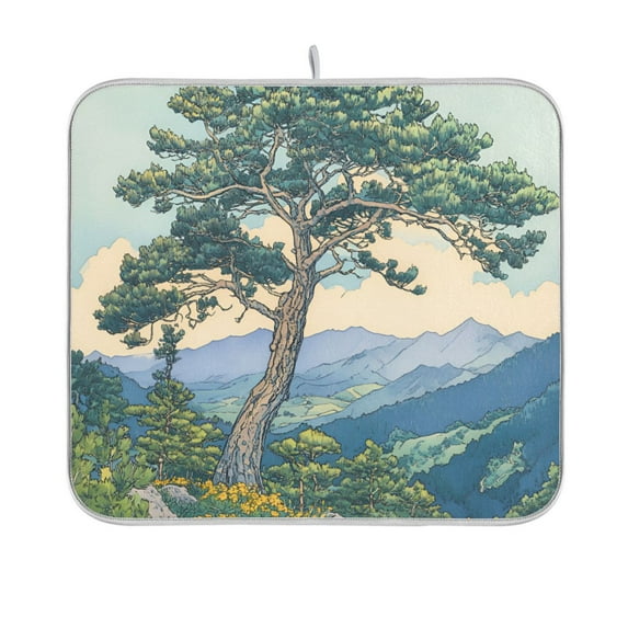 Yayeee Dish Drying Mat for Kitchen Counter 16"x18" Microfiber Absorbent Pad, Beige Mountain
