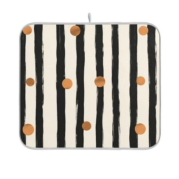 Yayeee Dish Drying Mat for Kitchen Counter 16"x18" Microfiber Absorbent Pad, Black Abstract Stripes