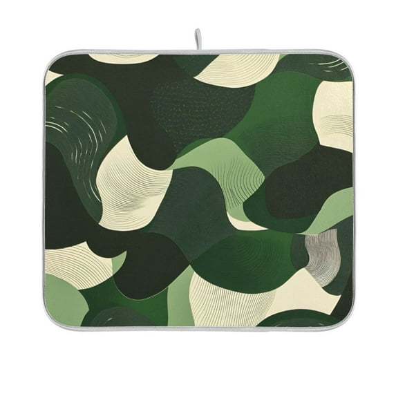 Yayeee Dish Drying Mat for Kitchen Counter 16"x18" Microfiber Absorbent Pad, Black Abstract