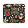 thumbnail image 1 of Yayeee Dish Drying Mat for Kitchen Counter 16"x18" Microfiber Absorbent Pad, Black Christmas Holly, 1 of 7