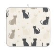 thumbnail image 1 of Yayeee Dish Drying Mat for Kitchen Counter 16"x18" Microfiber Absorbent Pad, Black Cute Cats, 1 of 7