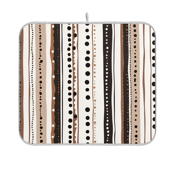 Yayeee Dish Drying Mat for Kitchen Counter 16"x18" Microfiber Absorbent Pad, Brown Abstract Stripes