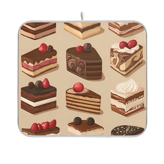 Yayeee Dish Drying Mat for Kitchen Counter 16"x18" Microfiber Absorbent Pad, Brown Cakes