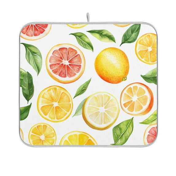 Yayeee Dish Drying Mat for Kitchen Counter 16"x18" Microfiber Absorbent Pad, Candy Lemon