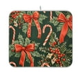 thumbnail image 1 of Yayeee Dish Drying Mat for Kitchen Counter 16"x18" Microfiber Absorbent Pad, Christmas Holly Bows, 1 of 7