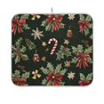 thumbnail image 1 of Yayeee Dish Drying Mat for Kitchen Counter 16"x18" Microfiber Absorbent Pad, Green Christmas Holly, 1 of 7