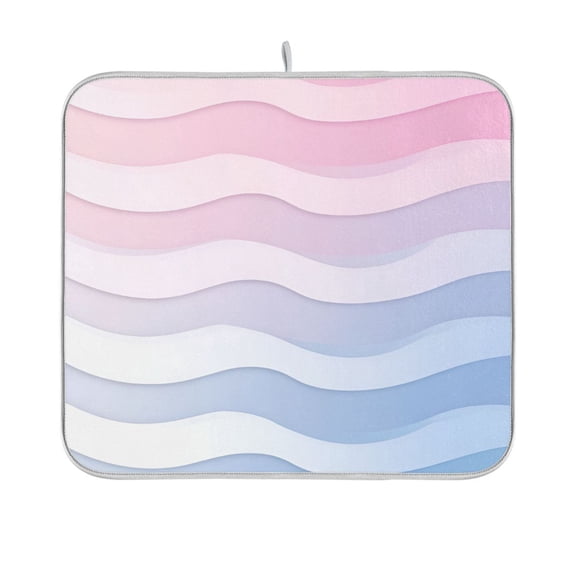 Yayeee Dish Drying Mat for Kitchen Counter 16"x18" Microfiber Absorbent Pad, Light Blue Gradient