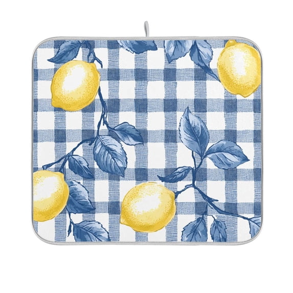 Yayeee Dish Drying Mat for Kitchen Counter 16"x18" Microfiber Absorbent Pad, Light Lemon