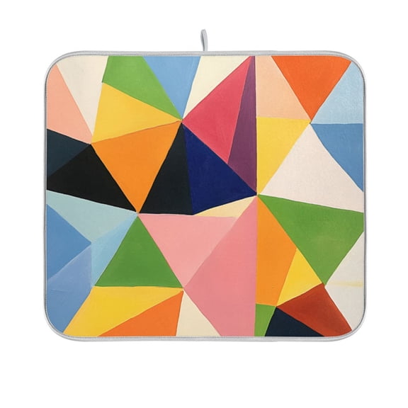 Yayeee Dish Drying Mat for Kitchen Counter 16"x18" Microfiber Absorbent Pad, Minimalist Triangles