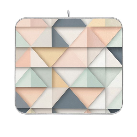 Yayeee Dish Drying Mat for Kitchen Counter 16"x18" Microfiber Absorbent Pad, Pink Geometric