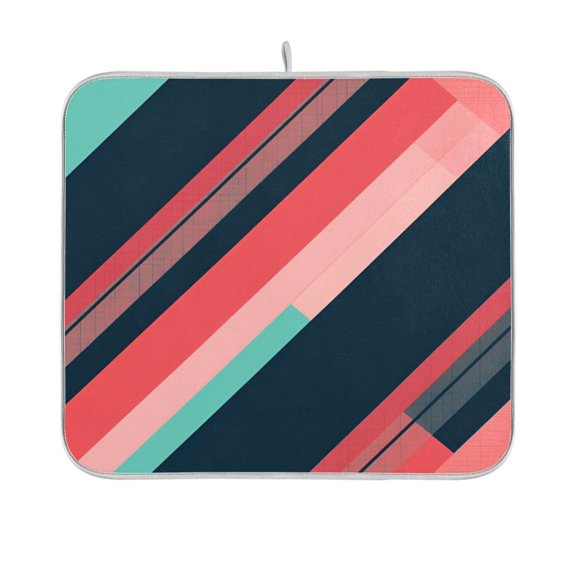 Yayeee Dish Drying Mat for Kitchen Counter 16"x18" Microfiber Absorbent Pad, Pink Geometric