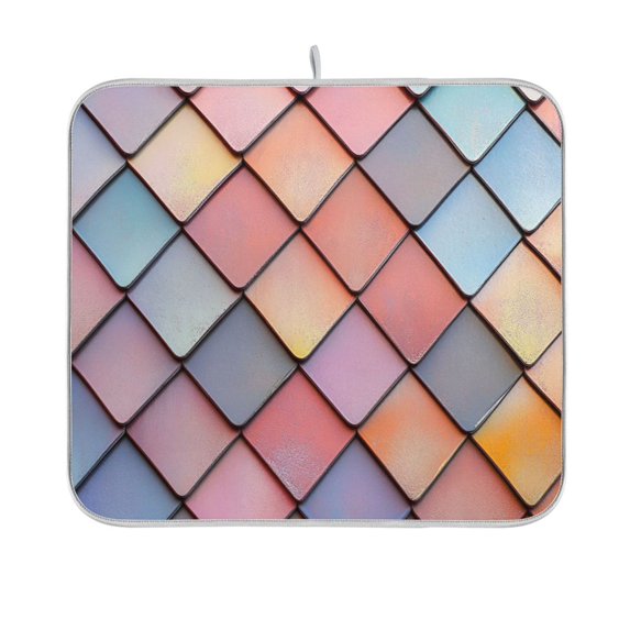 Yayeee Dish Drying Mat for Kitchen Counter 16"x18" Microfiber Absorbent Pad, Pink Shimmering Pattern