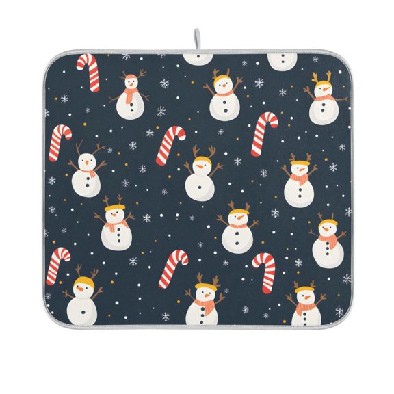 Yayeee Dish Drying Mat for Kitchen Counter 16"x18" Microfiber Absorbent Pad, Playful Winter