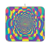 Yayeee Dish Drying Mat for Kitchen Counter 16"x18" Microfiber Absorbent Pad, Psychedelic Pattern