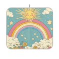thumbnail image 1 of Yayeee Dish Drying Mat for Kitchen Counter 16"x18" Microfiber Absorbent Pad, Retro Beige Rainbow, 1 of 7