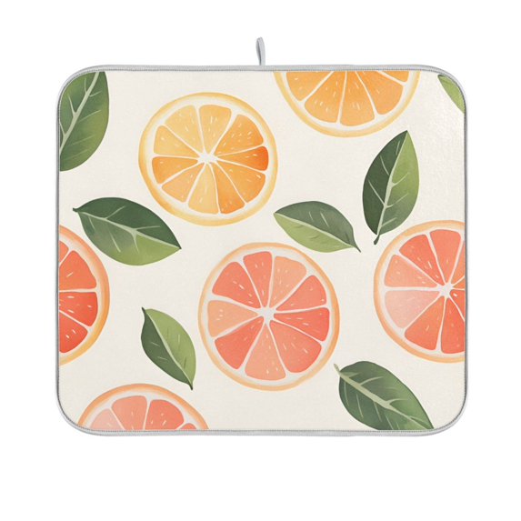 Yayeee Dish Drying Mat for Kitchen Counter 16"x18" Microfiber Absorbent Pad, Watercolor Orange