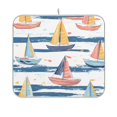 thumbnail image 1 of Yayeee Dish Drying Mat for Kitchen Counter 16"x18" Microfiber Absorbent Pad, White Hand Drawn Sailboats, 1 of 7