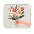 thumbnail image 1 of Yayeee Dish Drying Mat for Kitchen Counter 16"x18" Microfiber Absorbent Pad, Yellow Cute Flower, 1 of 7
