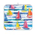 thumbnail image 1 of Yayeee Dish Drying Mat for Kitchen Counter 16"x18" Microfiber Absorbent Pad, Yellow Hand Drawn Sailboats, 1 of 7