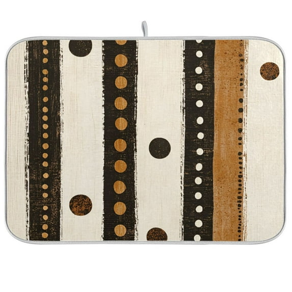 Yayeee Dish Drying Mat for Kitchen Counter 18"x24" Microfiber Absorbent Pad, Beige Abstract Dots