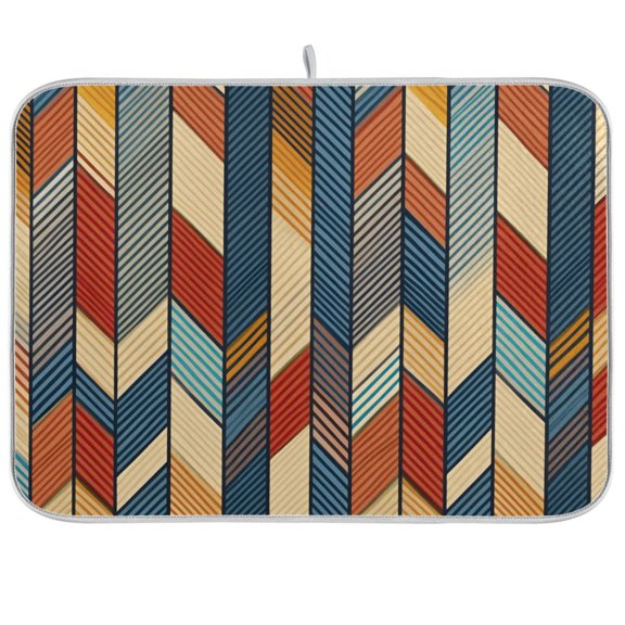 Yayeee Dish Drying Mat for Kitchen Counter 18"x24" Microfiber Absorbent Pad, Beige Geometric