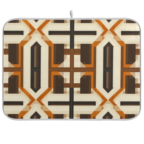 Yayeee Dish Drying Mat for Kitchen Counter 18"x24" Microfiber Absorbent Pad, Beige Geometric