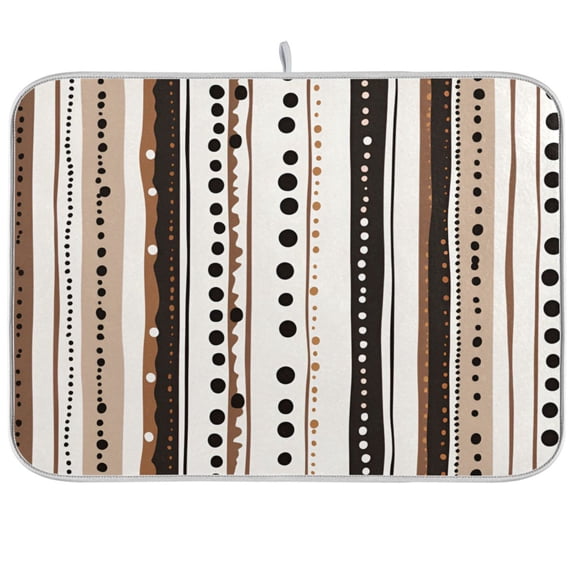 Yayeee Dish Drying Mat for Kitchen Counter 18"x24" Microfiber Absorbent Pad, Brown Abstract Stripes