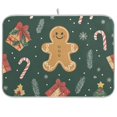 thumbnail image 1 of Yayeee Dish Drying Mat for Kitchen Counter 18"x24" Microfiber Absorbent Pad, Brown Christmas Gingerbread, 1 of 7