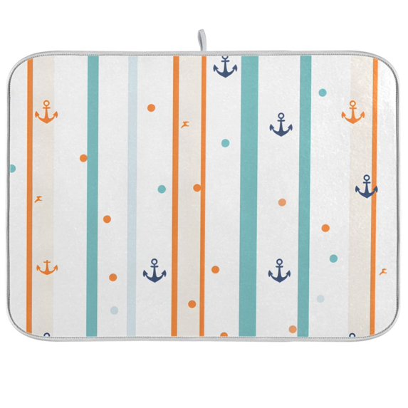 Yayeee Dish Drying Mat for Kitchen Counter 18"x24" Microfiber Absorbent Pad, Cute Nautical Pattern