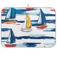 thumbnail image 1 of Yayeee Dish Drying Mat for Kitchen Counter 18"x24" Microfiber Absorbent Pad, Dark Blue Hand Drawn Sailboats, 1 of 7