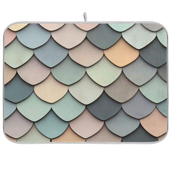 Yayeee Dish Drying Mat for Kitchen Counter 18"x24" Microfiber Absorbent Pad, Green Art Pattern