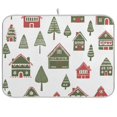 thumbnail image 1 of Yayeee Dish Drying Mat for Kitchen Counter 18"x24" Microfiber Absorbent Pad, Green Christmas House, 1 of 7